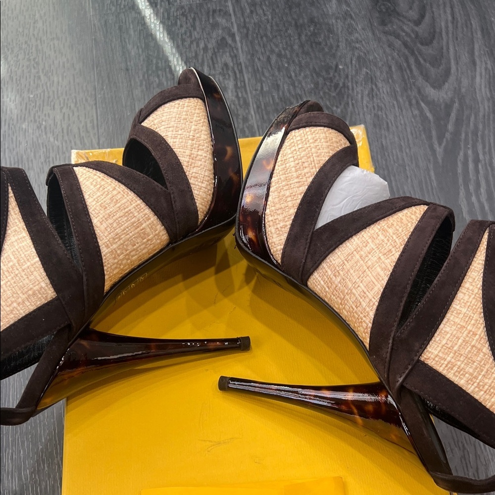 Fendi Brown and Tan Strappy Heels - Picture 5 of 8